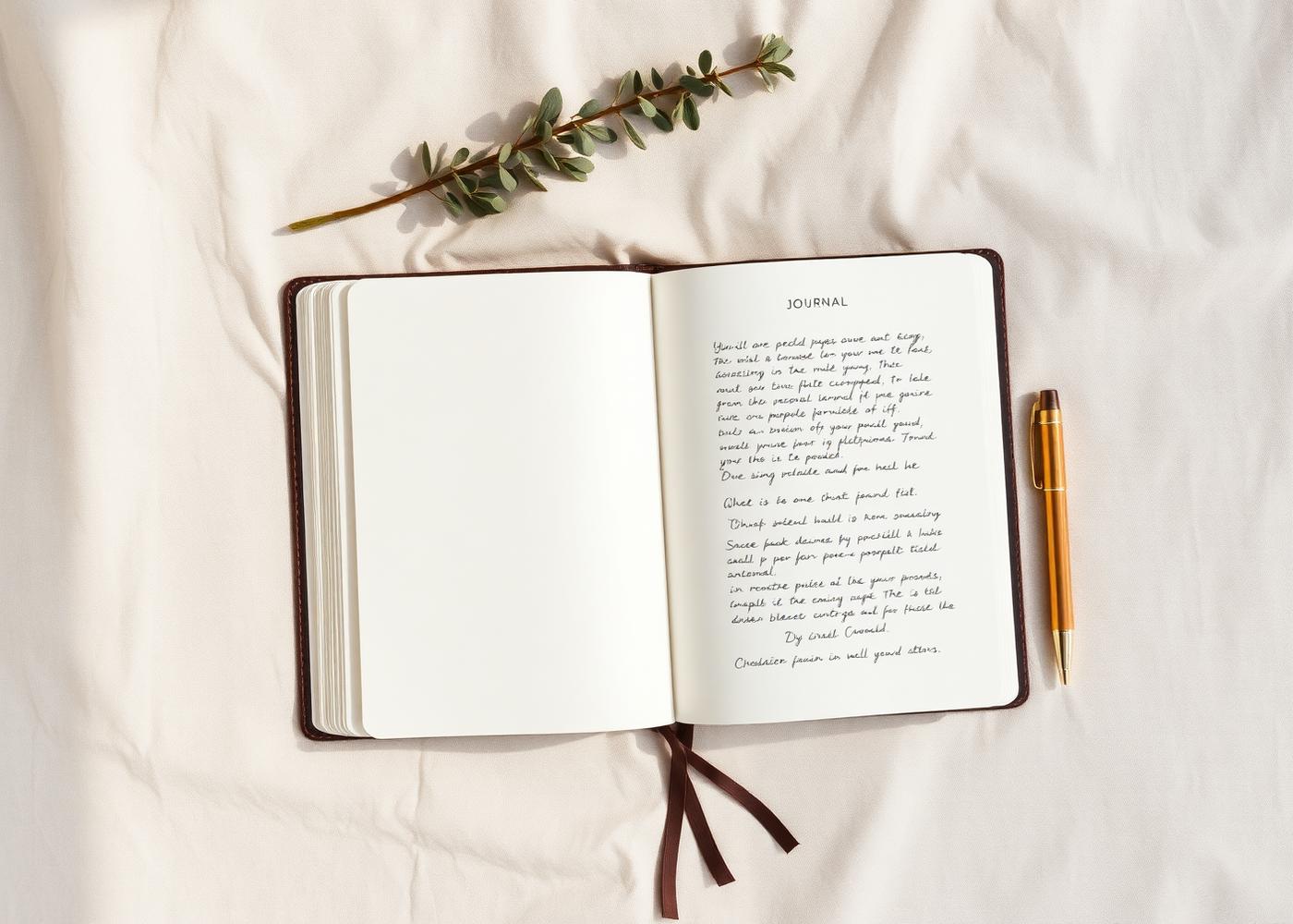 Inside The Daily Reset — open journal pages with a sprig of eucalyptus
